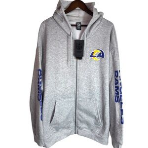 Los Angeles Rams Sweater Full Zip Grey NFL Team Apparel 7th Collection 3XL XXXL